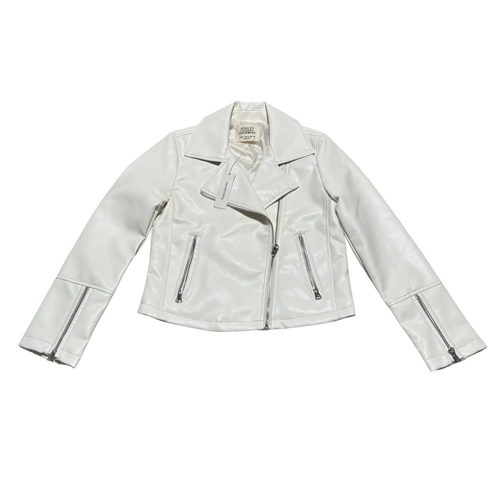 ASHLEY By 26 International Outerwear Cropped Faux Leather Moto Jacket Size‎ 8